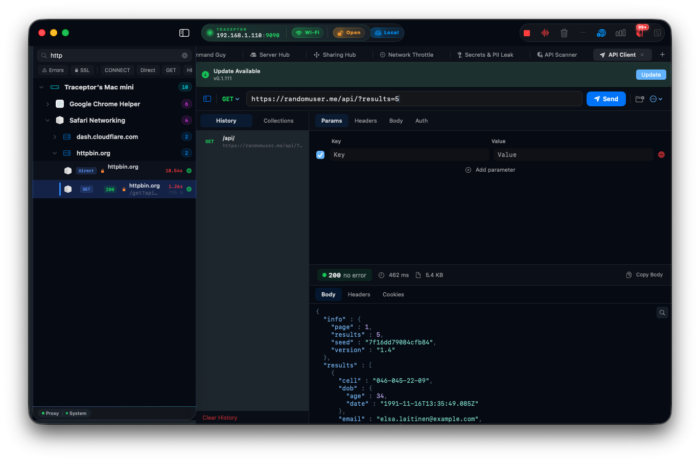 API Client: send HTTP requests from inside Traceptor without leaving your workflow